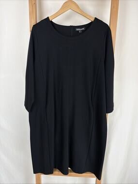NWT Base Level by YEST"Yiona" Black Long Sleeve Pockets Midi Dress #0844 Size 16